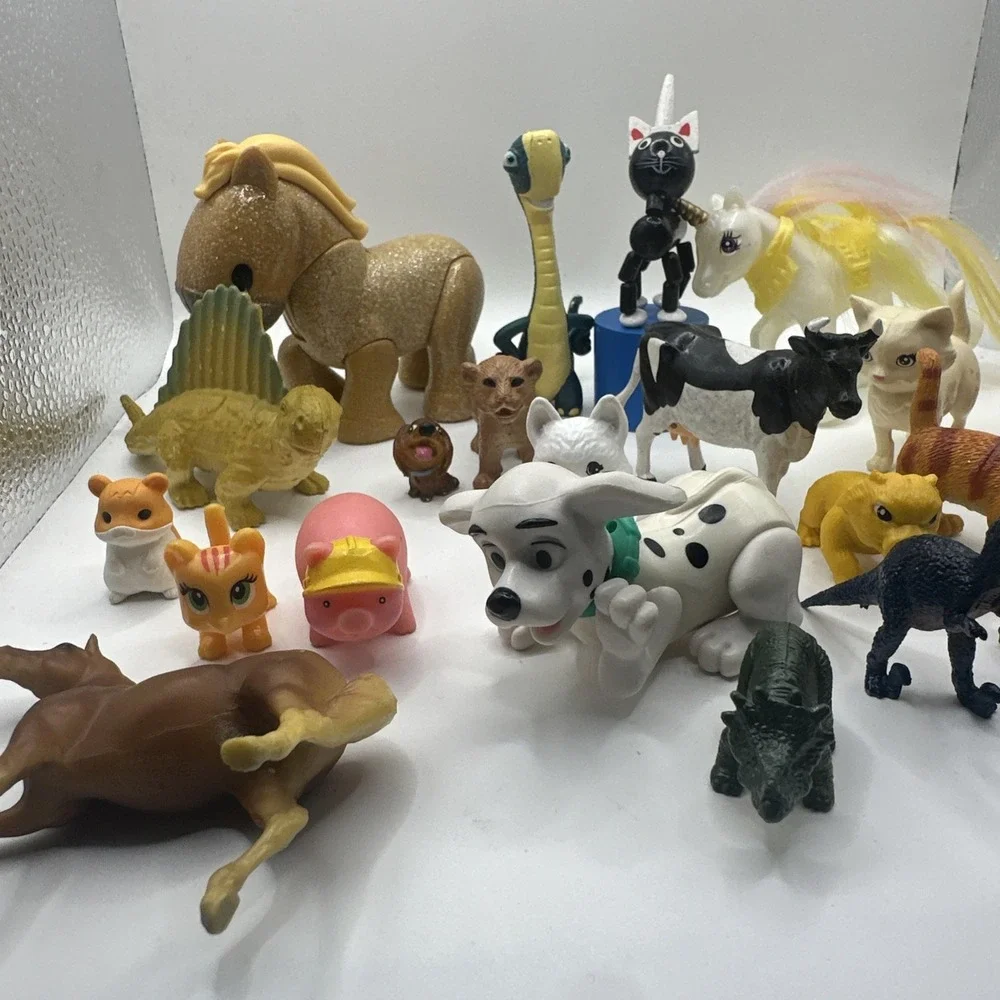 Mixed Animal Toy Figure Lot Farm Jungle Dinosaur Dog Cat Horse Unicorn Safari